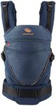 manduca XT Baby Carrier, Adjustable Seat, Expands from Newborn to Toddler Carrier, Organic Cotton Baby Sling with 3 Carrying Options, Denim Blue/Toffee