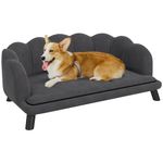 PawHut Dog Sofa for Medium, Large Dogs, Shell Shaped Pet Couch Bed with Legs, Cushion, Washable Cover - Grey