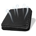 Gel Seat Cushion, Double Thick Breathable Seat Cushion Cool Gel Cushion Honeycomb Design,Breathable Lumbar Cushion With Non-Slip,Pressure Pain relief Gel Cushion For Home Office Chair Car Wheelchair