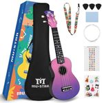 MUSTAR Soprano Ukulele, 21 Inch Basswood Ukulele for Beginners, Ukuleles Kit With Gig Bag, Strap, Picks, Cloth, Sticker,Ukulele Gift for Adults Teenagers