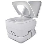 YITAHOME Camping Toilet RV Potty,12L Portable Toilet with Detachable Tank, Double Outlet Water Spout, Handle Flush Pump,for Camping, Boating,Hiking,Trips