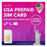 travSIM US SIM Card for Canadian Traveler (Uses The T-Mobile Network) | 50GB Mobile Data at 4G / 5G Speeds | SIM Card USA with Unlimited Talk & Text in US | USA SIM Card Valid for 10 Days