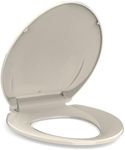 Toilet Seat, Elongated Toilet Seat with Quick-Release And Quick-Attach, Plastic Toilet Seat with Soft Close, Never Loosen, Easy Install and clean - Fits Most Elongated Toilets Almond