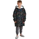 Dreamscene Gaming Oversized Hoodie Blanket Sweatshirt Soft Sherpa Fleece Throw Cosy Wearable Hooded Blanket Big Jumper - Black, One Size Fits All - Kids