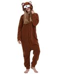 Women's Adult Pajamas Unisex Animal Onesies Novelty Pyjamas Nightwear Halloween Homewear Cosplay Costume Loungewear Onepiece, Brown Bear, XL( 178-187CM )