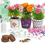 Kids Gardening Kit - Paint & Plant Flower Growing Kit for Kids, Fairy Garden Kit for Kids Ages 4-8, Ceramic Planters, Arts & Craft Garden Kit for Kids