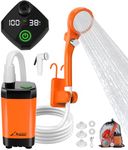 WADEO Upgraded Portable Shower, Camping Shower with Rechargeable 6000mAh Battery & Sinking bottom Design, Outdoor Shower with Intelligent Digital Display, Perfect for Hiking(Orange)