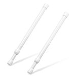 Spring Tension Rod, Goowin Small Tension Rod, 5/8" Diameter No Drilling Expandable Short Tension Rods Spring Rods, Tension Rods for Closet, Cupboard, Hanging Clothes, White, 2 Pack (12-20 inch)