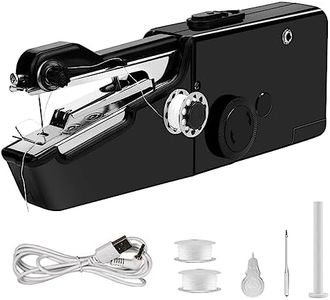 JINdanju 2X USB Electric Handheld Sewing Machine Kit, Cordless Mini Quick Repairing Sewing Machine for Denim Curtain Leather