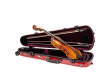 Crossrock Shaped Fiberglass Violin Case for 4/4 Size | Gloss Red Finish | TSA Lock, Lightweight, Rugged Protection, Plush Velvet Interior (CRF2020VRD)