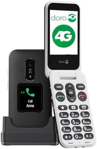DORO Phone - Doro Leva E30 - 4G Flip Phone For Elderly - Large 2.8" Screen, External Display, High Contrast Keys, Loud & Clear Sound, Camera - Doro Secure Button - Charging Cradle - Black/White