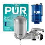 PUR PLUS Faucet Mount Water Filtration System, Stainless Steel – Vertical Faucet Mount for Crisp, Refreshing Water, FM4000B
