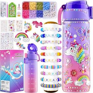 Gifts for Girls 4-12, Decorate Your Own Water Bottle Kits for Girls, Unicorn Diamond Painting Toys & Friendship Bracelet Kit, Fun Arts Crafts for Kids Ages 4-6-8-10, Birthday Gifts Toys for Girls