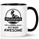 Joymaking Uncle Gifts Coffee Mug for Uncle Birthday Christmas from Nephew Niece, Unclesaurus Best Uncle Gifts for Christmas Thanksgiving Fathers Day - Like a Normal Uncle, but More Awesome, Black 11Oz