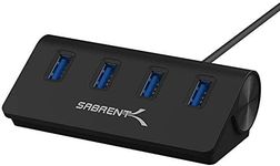 SABRENT 4-Port USB 3.0 Hub - Aluminum Design, Portable Data Hub with 2.5ft Cable for iMac, MacBook, PC - Black (HB-MC3B)