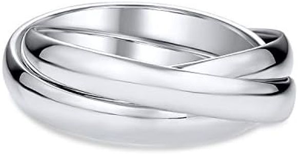 Bling Jewelry Unisex Simple Cúpula Parejas De Rusia Pulido Tres Rodando Triple Anillo De Boda Para Mujeres Hombres .925 Plata De Ley