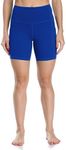 Colorfulkoala Women's High Waisted Biker Shorts with Pockets 6" Inseam Workout & Yoga Tights (M, Sapphire Blue)