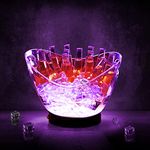 Warepro LED Ice Buckets 10L Clear PS+ABS Plastic Large ice Bucket RGB Colors Changing Rechargeable LED Cooler Bucket, Multi Colors Changing for Party/Home/Bar/KTV Clubs