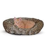 K&H Manufacturing Self Warming 19-Inch Leopard Pet Bed, Brown