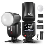 NEEWER Z2-N 2.4G TTL Round Head Flash Speedlite for Nikon, 76Ws Speedlight with Dome Diffuser, Upgraded UI, TTL/M TCM Toggle Key, 2 Modeling Lamps 1/8000s HSS 7.4V/2600mAh Battery 480 Full Power Flash