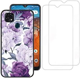 Tznzxm ZTE ZMax 10/ ZTE Z6250 Case with Tempered Glass Screen Protector [2 Pack], Flower Painting Design Flexible TPU Scratch Resistant Non-Slip Protective Bumper Slim Phone Case for ZTE Z6250 Purple