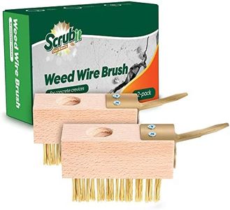 SCRUBIT Moss & Weed Remover Wired Grout Cleaner Brush, Great for Cleaning Decks, Pavers, Patios & Walkways Weed Scraper & Wire Brush Set, Combo w/2 Brush Heads & Scraping Hook - Grout Remover Tool