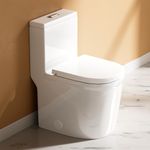 WinZo Compact One Piece Toilet 22.8" Depth Modern Short Design Dual Flush for Small Tiny Mini Bathroom 12" Rough-in,White (WZ5079)