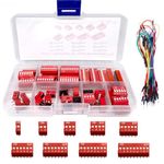 DAOKI 40PCS DIP Switch Assorted Kit Red 1 2 3 4 6 7 8 9 Position 2.54mm On Off Slide Type Switch for Breadboard with Jump Wire