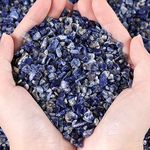 MAIBAOTA Natural Blue Sodalite Crystal Chips Bulk Small Tumbled Stones Crushed Crystal Quartz Pieces Decorative Stones for Vase Filler, Bottles, Crafts