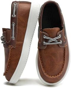 DADAWEN Boys Girls Dress Shoes Boat Shoe Slip on Loafers Casual School Shoes (Toddler/Little Kid/Big Kid) Brown US Size 6 M Toddler