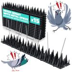 15 Pack Upgraded Bird Deterrents for Outside Patio - Balcony Pigeon Deterrent with 2400 Spikes to Keep Birds Away. Anti Bird Spikes for Pigeons and Other Small Birds, Crows, Woodpecker Deterrents