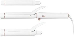 T3 Switch Kit Wave Trio Professional Ionic Interchangeable Curling Iron with 3 Ceramic Clip & Wand Long Barrels for Curling and Waving, 9 Adjustable Heat Settings & Ion Generator