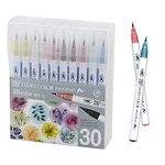 Kuretake ZIG Clean Color Real Brush, NEW 30 Colors with Flexible Brush Tips, Watercolor Pens for Painting, Drawing, Calligraphy and Brush Lettering for Artists and Beginner Painters, Made in Japan