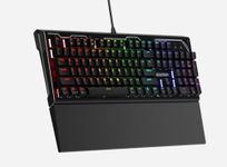 NEWMEN GM101 Mechanical Gaming Keyboard(Red Switches),Wired RGB Backlit Hot Swappable Keyboard with Foldable Wrist Rest,Anti-Ghosting Ergonomic Mechanical Keyboard for PC/Mac/Win,QWERTY Layout,Black