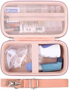 Supmay Hard Case for Portable Nebulizer Handheld Mesh Inhaler Spacer Nebulizers Machine for Adults & Kids Travel Household Use, Protective Holder Bag with Mesh Pocket for USB Cable, Battery, Rose Gold