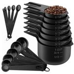 Measuring Cups & Spoons Set of 21 by Paincco - Includes 7 Stainless Steel Stackable & Nesting Measuring Cups, 9 Measuring Spoons & 5 Mini Measuring Spoons, for Dry and Liquid Ingredients(Black)