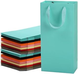 WUWEOT 32 Pack Double Paper Wine Bags, Assorted Colors Gift Bags Bulk, Reusable Wine Bottle Tote Bags with Handle for Business, Shopping Bags, Retail Bags, Party Bags, Merchandise Bags, Favor Bags