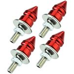 Abfer Spike License Plate Fasteners Bolt 4Pcs Anti Theft License Plate Screw Frame Kit Fit Most Vehicle Motorcycles Trucks, red