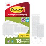 Command Picture Hanging Strips, Value Pack - 10 Pairs of Small (20 Strips), 8 Pairs of Medium (16 Strips) Adhesive Strips - for Pictures & Frames in Different Sizes - Damage Free Hanging
