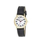 Ravel Women's Easy Read Watch with Big Numbers - Black/Gold Tone/White Dial