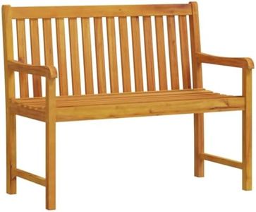 vidaXL Classic Garden Bench Made of Durable Solid Acacia Wood, 110 cm Width, Weather-Resistant, Comfortable Seating with Armrests and Backrest, Brown, Easy Assembly Required.