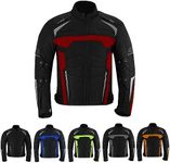 Motorbike Protective Jacket For Men Motorcycle Offroad Dirtbike Jacket CE Armored Dualsports Enduro Motorcycle Jacket, Black/Red, 4X-Large