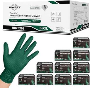 TitanFlex Heavy Duty Nitrile Gloves, 6 Mil Dark Green Raised Diamond Texture, Mechanic Disposable Gloves, Latex Free