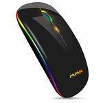 Wireless Bluetooth Mouse, Slim Mouse 2.4G Portable USB Optical Wireless Mice, LED Rechargeable Dual Mode(Bluetooth 5.0 and 2.4G Wireless) Mouse for Laptop, PC, Mac OS , Android , Windows,(Black)