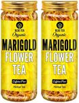 BLUE TEA - Marigold Flowers Herbal Tea - 1.76 Oz (Pack of 2) - 60 Cups | DETOX TEA || Caffeine Free - Flower Based - Herbal tea -Farm Packed - Non-GMO - Vegan - Gluten Free - Non-Bitter| Pet Jar Pack