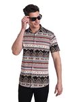 Majestic Man Slim Fit Cotton Casual Printed Shirt for Men (3XL, Beige)