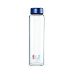 CELLO H2O Borosilicate Glass Water Bottle | Glass Fridge Bottle | Wide mouth for Easy Cleaning | Bottle for Hotel, Travel, Office, College | 1 Litre, Blue