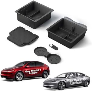 Lumlazni Center Console Organizer Fit For Tesla Model Y Juniper(2025-2026)& Model 3 Highland (2024-2026) Double Layer Silicone Slide Smoothly New Model Y/3 Accessories, 5 Pcs