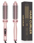 UKLISS Thermal Brush 32mm, Pro Ionic Heated Round Brush 3 in 1 Heated Curling Brush, 3 Temperatures, to Increase Hair Volume, Make Hair Smoother & Shinier & Loose Curls, Double Voltage (Rose Pink)
