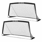 RUNBOW 6x4 ft Portable Kids Soccer Goal for Backyard Practice Soccer Net with Carry Bag Set of 2 (6x4 FT, Black, 2 Pack)